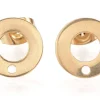 Paire de clous d'oreilles donut avec trou - Doré - 10 mm
