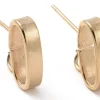 Paire de clous d'oreilles anneau - doré à l'or fin 24 k - 12 x 3 mm