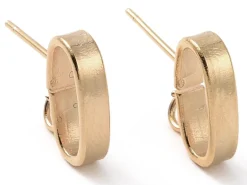 Paire de clous d'oreilles anneau - doré à l'or fin 24 k - 12 x 3 mm