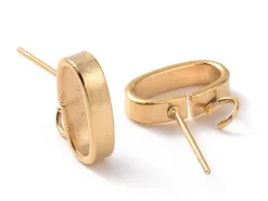 Paire de clous d'oreilles anneau - doré à l'or fin 24 k - 12 x 3 mm
