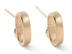 Paire de clous d'oreilles anneau - doré à l'or fin 24 k - 12 x 3 mm