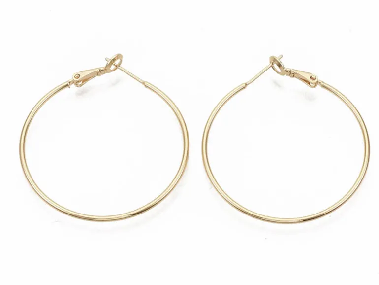 Paire de créoles - doré à l'or fin 18k - 40,5 mm