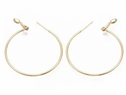 Paire de créoles - doré à l'or fin 18k - 40,5 mm