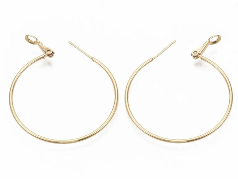 Paire de créoles - doré à l'or fin 18k - 40,5 mm