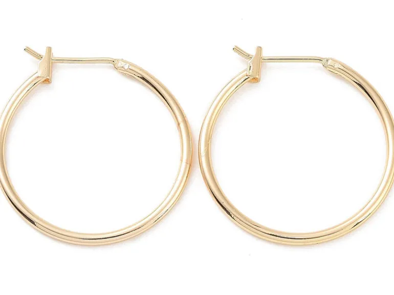Paire de créoles - Doré à l'or fin 18K - 25 mm