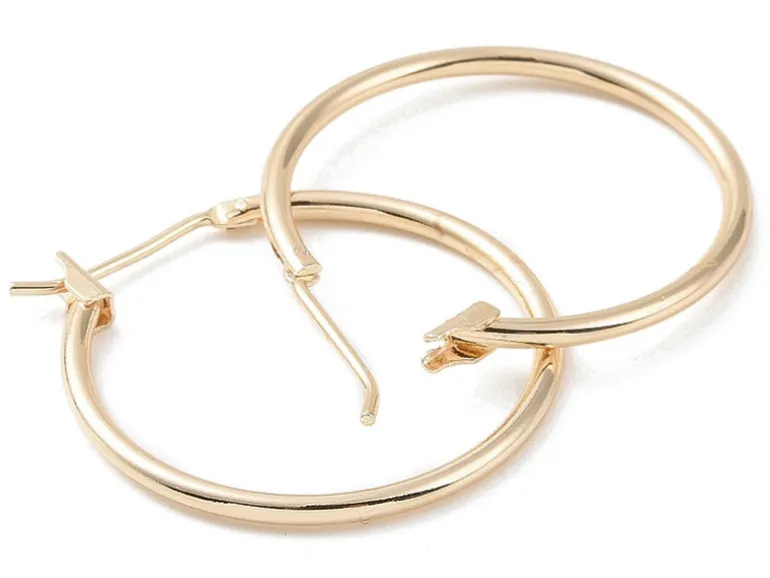 Paire de créoles - Doré à l'or fin 18K - 25 mm