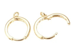 Paire de créoles avec boucle Huggie - doré à l'or fin 18k - 17 x 13,5 x 2 mm