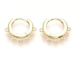 Paire de créoles avec boucle Huggie - doré à l'or fin 18k - 18,5 x 16 x 2,5 mm