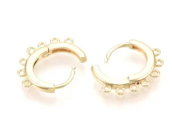 Paire de créoles avec boucle Huggie - doré à l'or fin 18k - 18,5 x 16 x 2,5 mm
