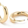 Paire de créoles huggie - Doré a l'or fin 18K - 15 x 16 mm