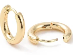 Paire de créoles huggie - Doré a l'or fin 18K - 15 x 16 mm
