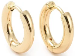 Paire de créoles huggie - Doré a l'or fin 18K - 15 x 16 mm