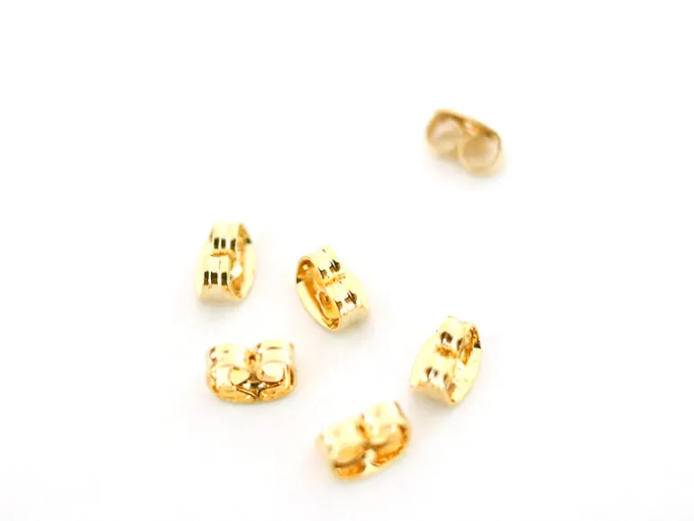 Paire de fermoirs papillon -/ embouts pour boucle d'oreille - dorée à l'or fin