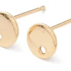 Paire de puces d'oreilles pampille ronde et lisse - doré à l'or fin 18K - 6 mm