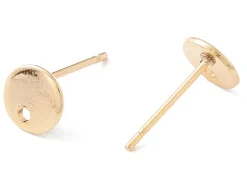 Paire de puces d'oreilles pampille ronde et lisse - doré à l'or fin 18K - 6 mm