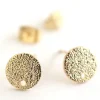 Paire de puces d'oreilles avec plateau pampille - dorée à l'or fin 18K