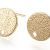 Paire de puces d'oreilles rond martelé - Doré a l'or fin 18K - 10 mm
