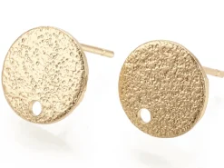 Paire de puces d'oreilles rond martelé - Doré a l'or fin 18K - 10 mm