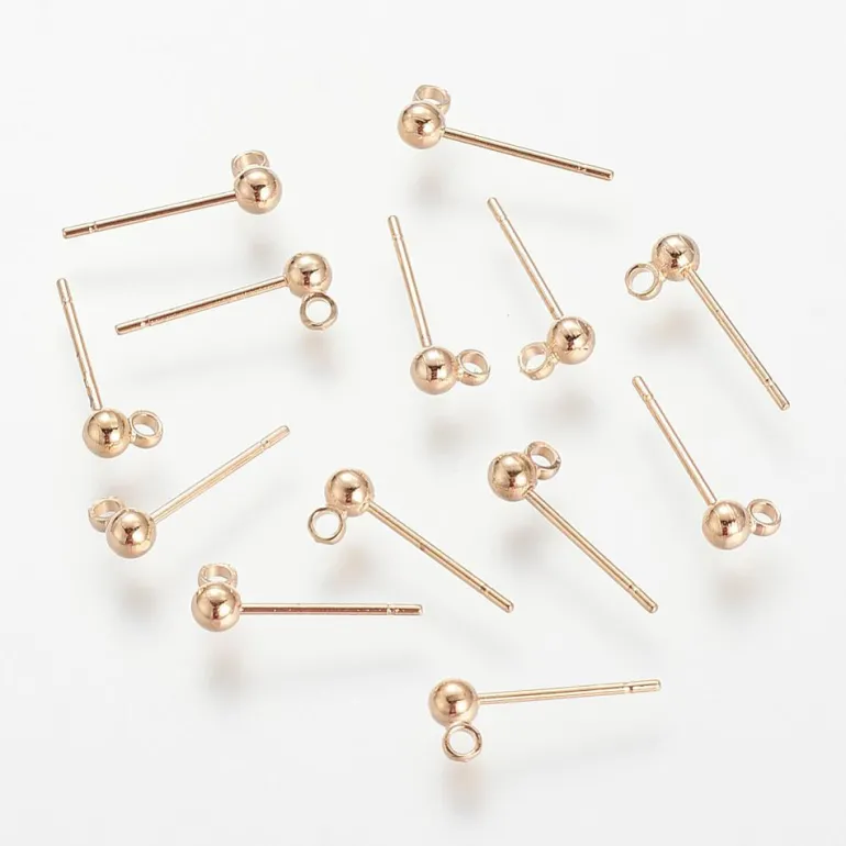 Paire de puces d'oreilles avec anneau - doré à l'or fin
