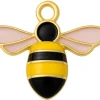 Pendentif abeille en alliage doré avec émail noir