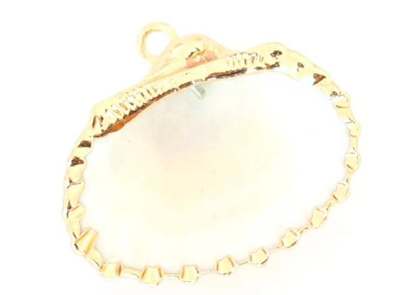 Pendentif coquillage coquille 25 mm- bordure dorée
