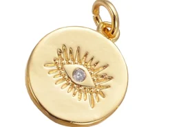 Pendentif doré à l'or fin 18K – Oeil scintillant