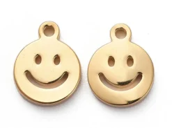 Pendentif en acier inoxydable 304 doré - pendentif sourire - 8x6mm