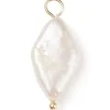 Pendentif losange en perle de culture - Doré à l'or fin 18K - 23 x 10 mm