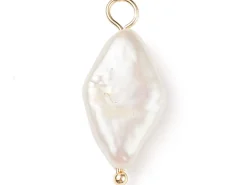 Pendentif losange en perle de culture - Doré à l'or fin 18K - 23 x 10 mm
