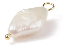 Pendentif losange en perle de culture - Doré à l'or fin 18K - 23 x 10 mm