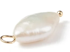 Pendentif losange en perle de culture - Doré à l'or fin 18K - 23 x 10 mm