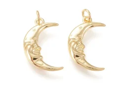 Pendentif lune - Doré à l'or fin 18k - 20 mm