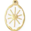 Pendentif émaillé en acier inoxydable doré - Soleil blanc- 23 x 14 mm