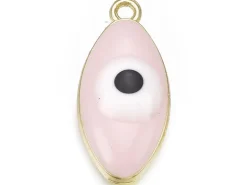 Pendentif émaillé œil ovale - Rose pâle