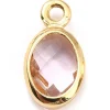 Pendentif ovale serti en verre à facettes - Doré à l'or fin 18K - 9 mm - Rose
