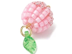 Pendentif pomme rose en perles de rocaille nacrées