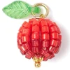 Pendentif pomme rouge en perles de rocaille nacrées