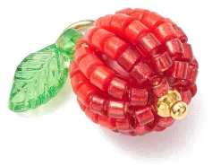 Pendentif pomme rouge en perles de rocaille nacrées