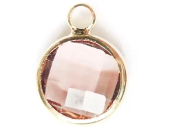 Pendentif rond en verre à facettes 10mm - rose cristal