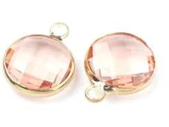 Pendentif rond en verre à facettes 10mm - rose cristal