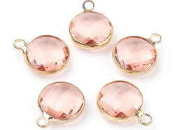 Pendentif rond en verre à facettes 10mm - rose cristal