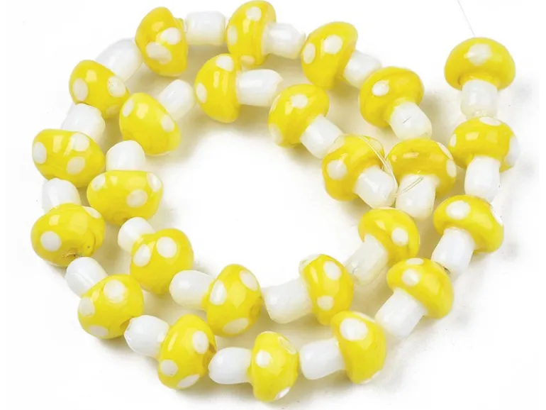 Perle champignon - Jaune et blanc
