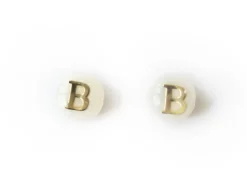 Perle coquillage naturel et laiton doré - Lettre B