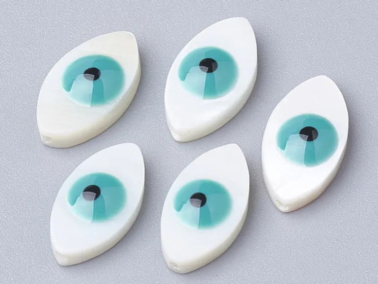 Perle de culture en forme d'œil - 15 x 8 mm - Bleu turquoise