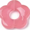 Perle fleur en acrylique rose - 26 mm