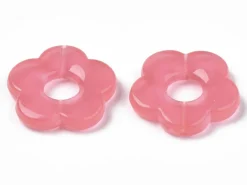 Perle fleur en acrylique rose - 26 mm