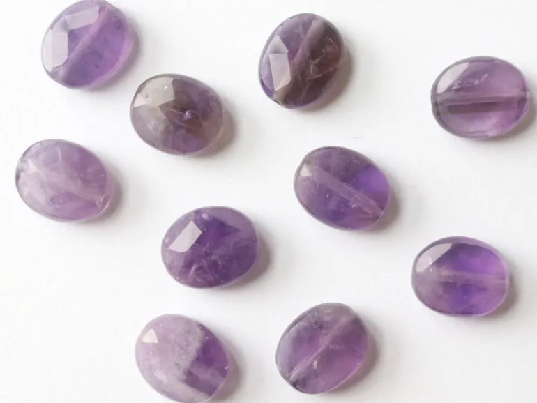 Perle naturelle à facettes ovale - Amethyste - 10 x 8 mm