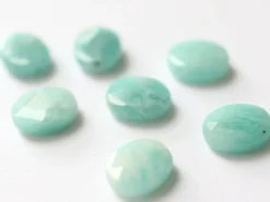 Perle naturelle à facettes ovale - Amazonite - 10 x 8 mm