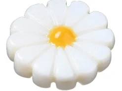 Perle pâquerette à cœur émaillé jaune - 12 mm