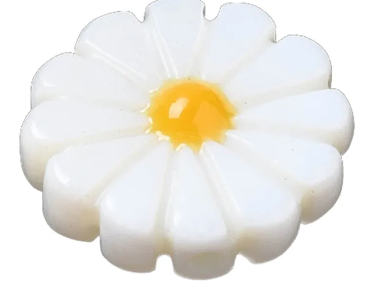 Perle pâquerette à cœur émaillé jaune - 12 mm